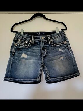 Miss Me Women's Distressed Denim Shorts - Blue